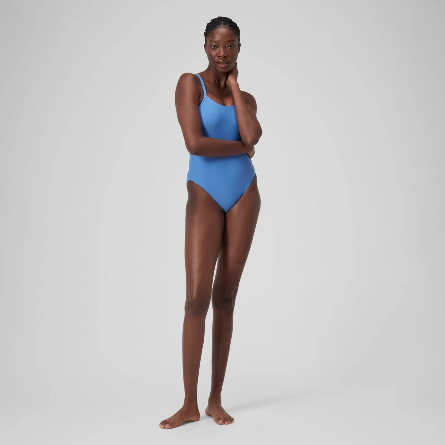 Maillot de bain uni dos nageur Femme bleu