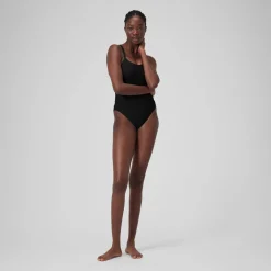 Maillot de bain uni dos nageur Femme Gris foncé