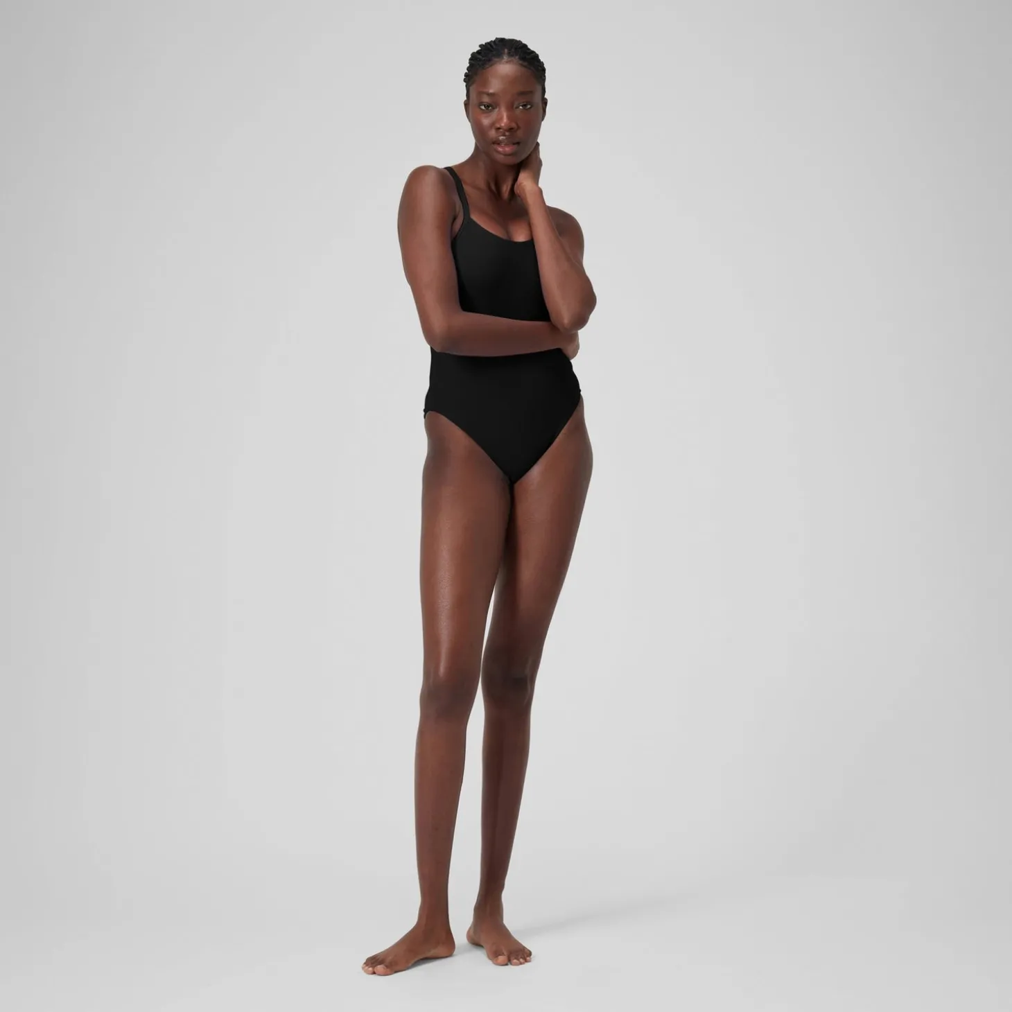 Maillot de bain uni dos nageur Femme Gris foncé