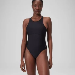 Maillot de bain uni ras de cou Femme Gris foncé