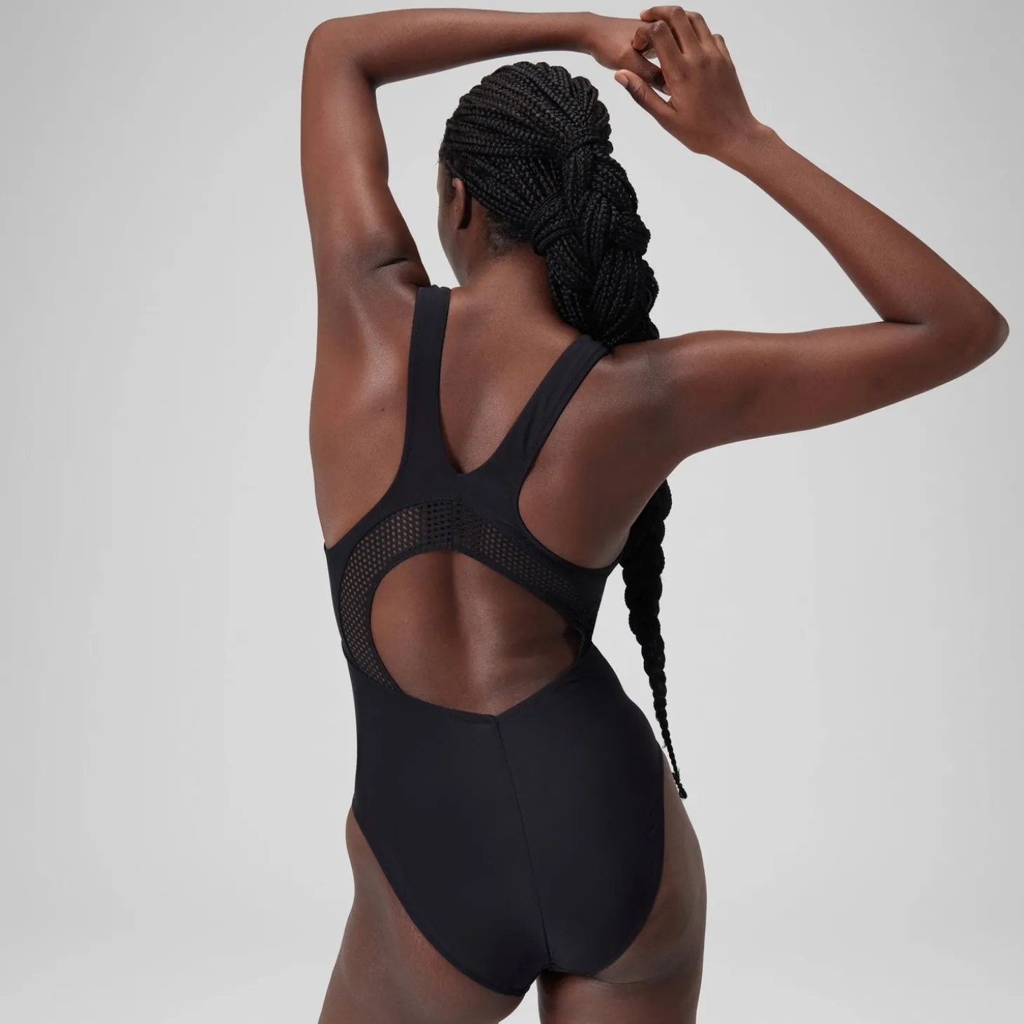 Maillot de bain uni ras de cou échancré Femme Gris foncé