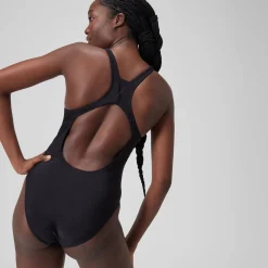 Maillot de bain uni ras de cou Femme Gris foncé