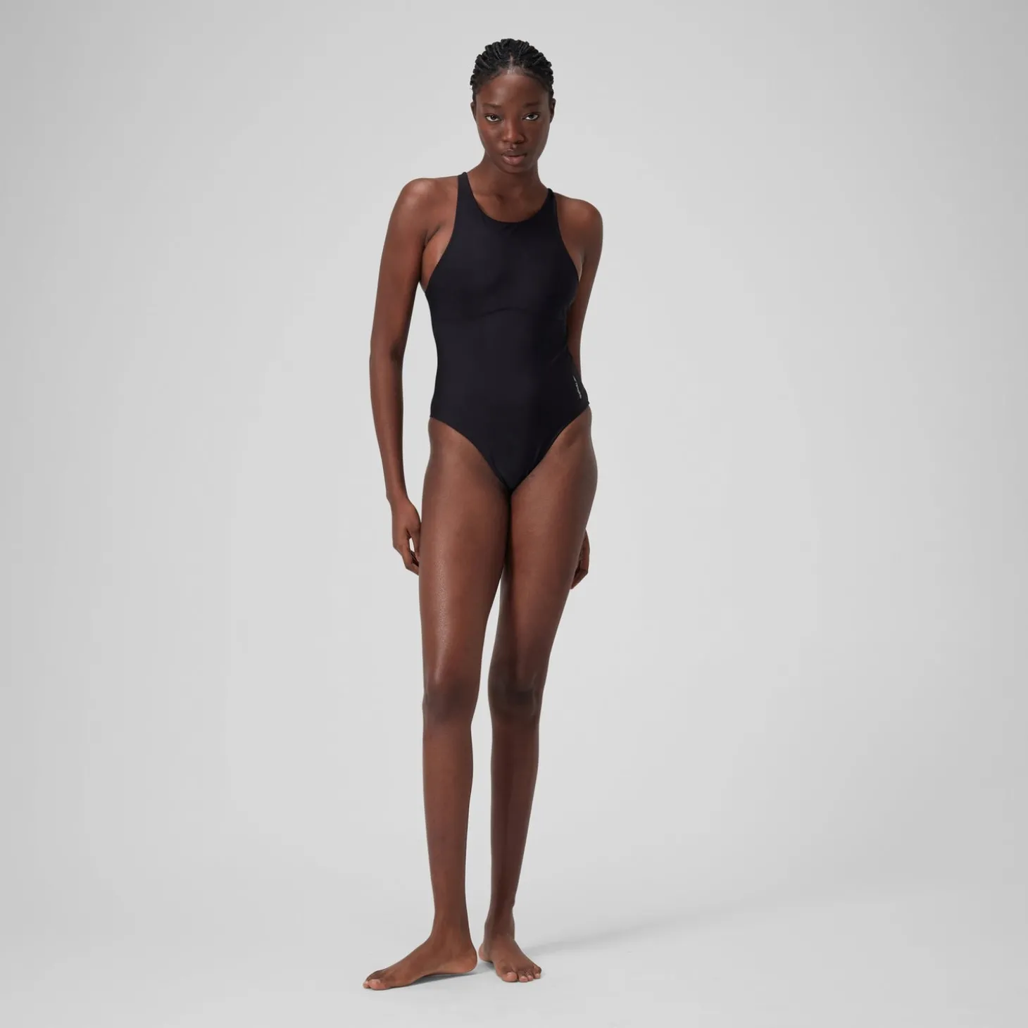 Maillot de bain uni ras de cou Femme Gris foncé