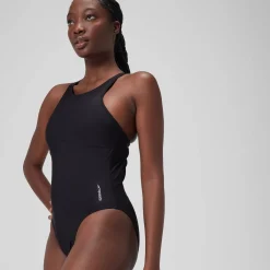 Maillot de bain uni ras de cou Femme Gris foncé