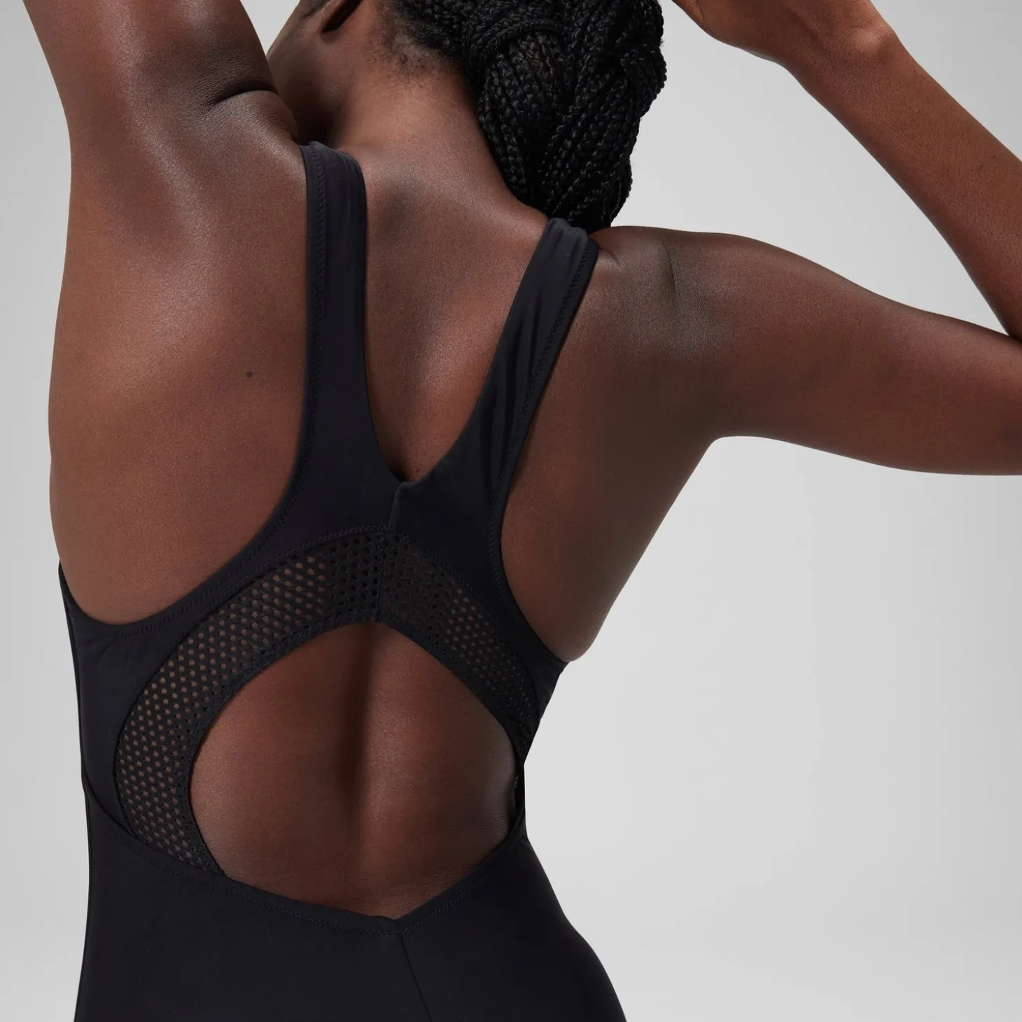 Maillot de bain uni ras de cou échancré Femme Gris foncé