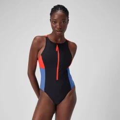 1 pièce color-block zippé pour Femmes Dragon Fire
