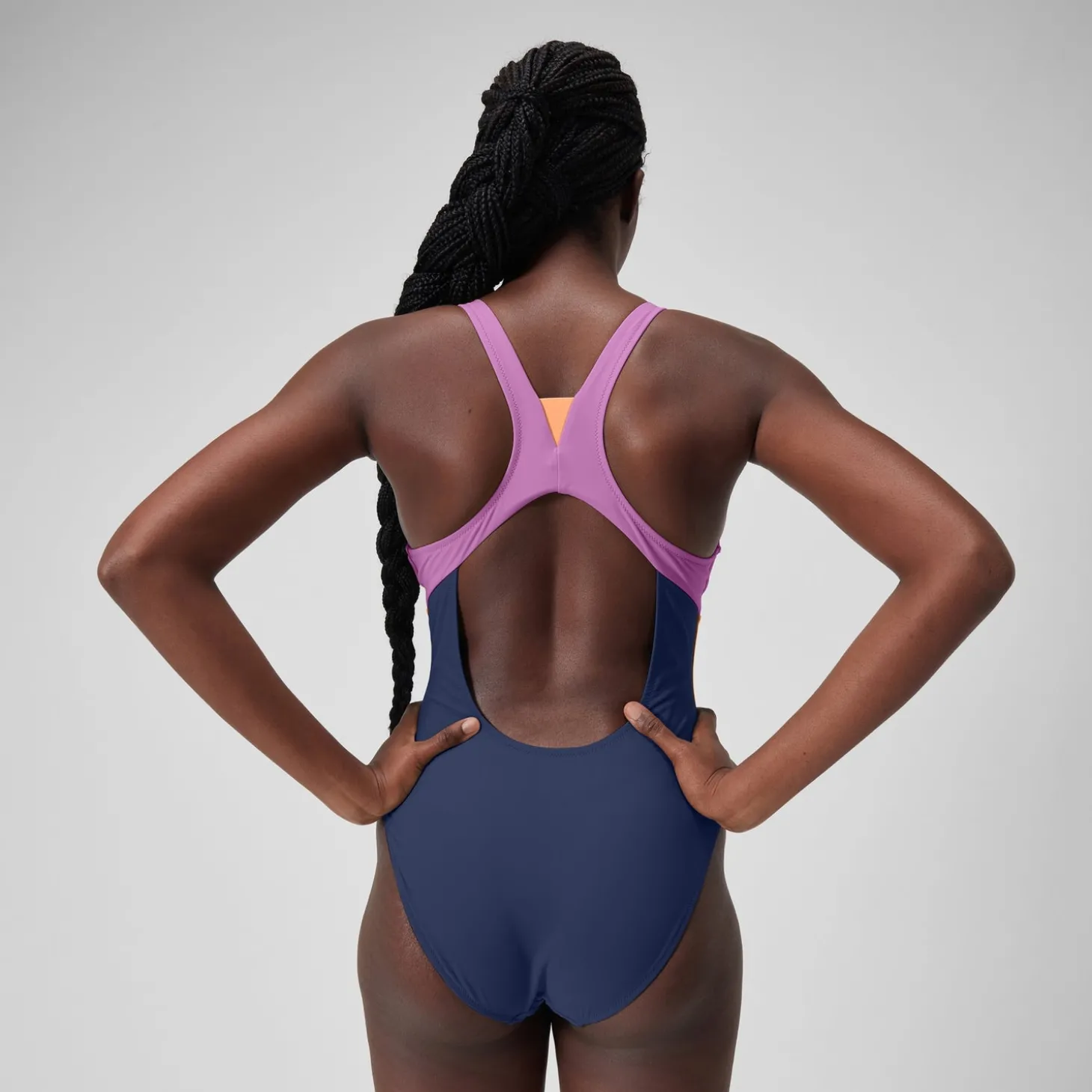 1 pièce color-block zippé pour Femmes Bleu céruléen