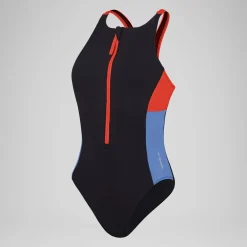 1 pièce color-block zippé pour Femmes Dragon Fire