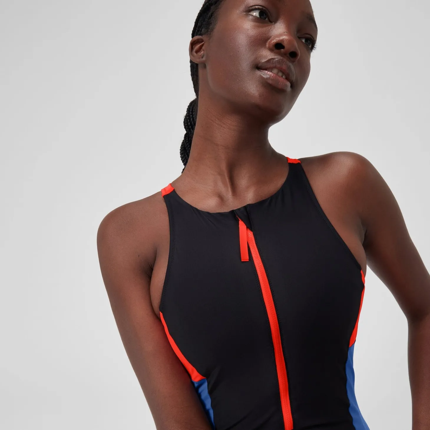 1 pièce color-block zippé pour Femmes Dragon Fire