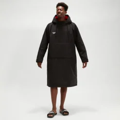 Poncho à manches longues pour adulte noir/rouge