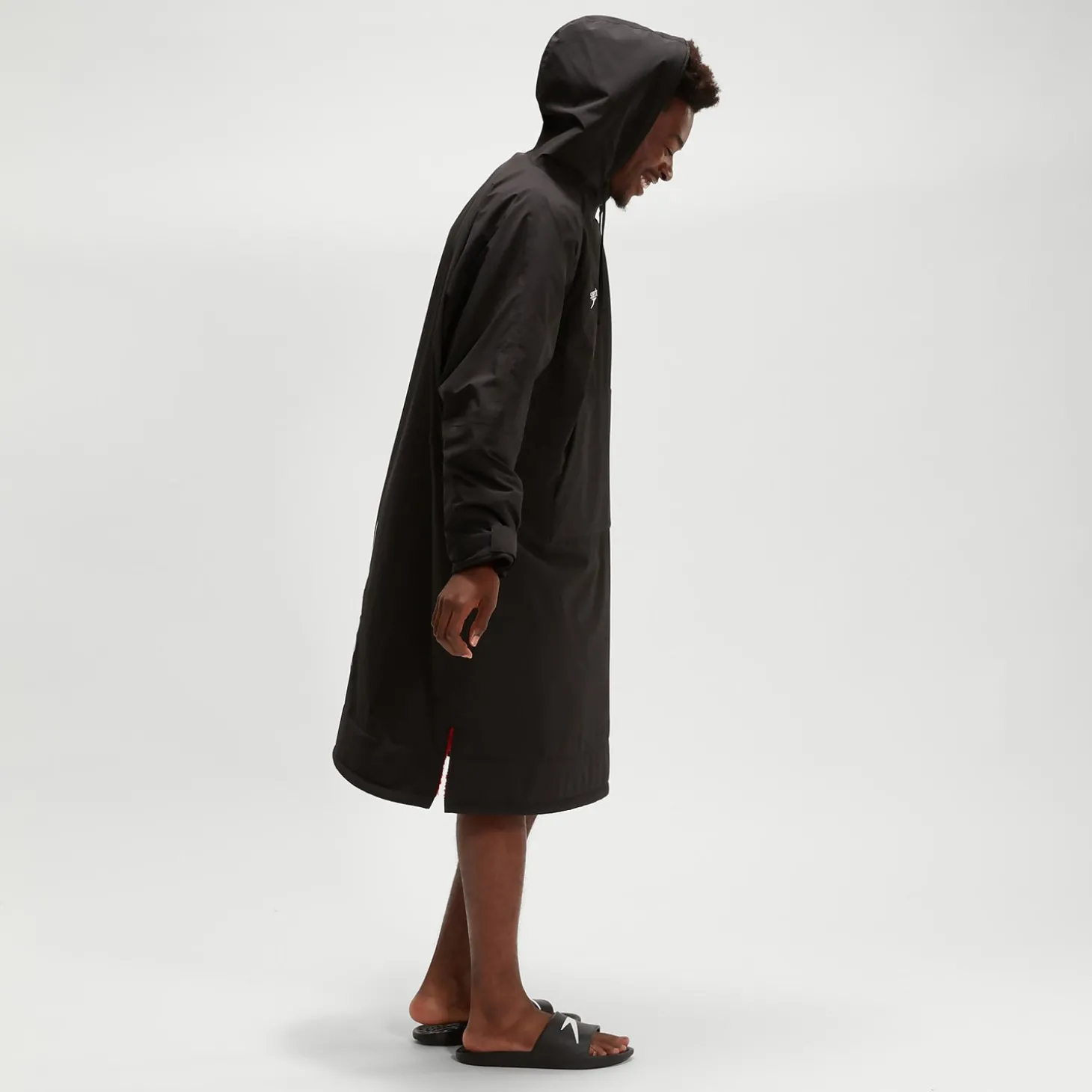 Poncho à manches longues pour adulte noir/rouge