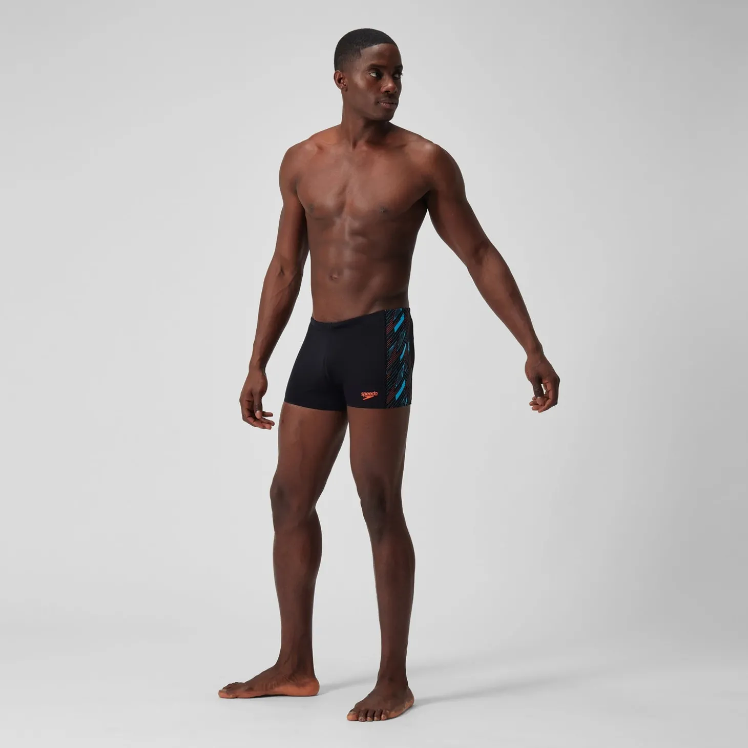 Short de bain Aquashort HyperBoom à empiècement pour Hommes Noir/Bleu picton/Rouge sirène