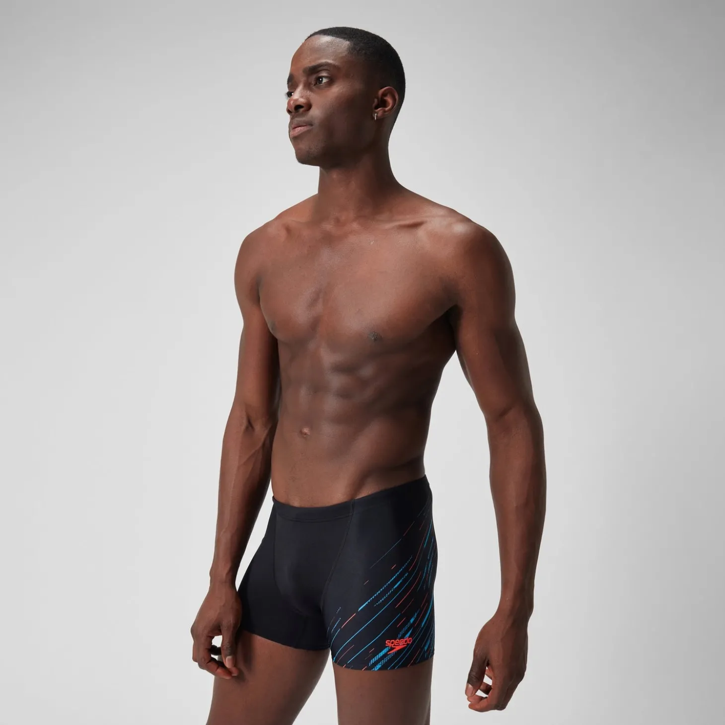 Short de bain Aquashort Hyperboom coupe en V pour Hommes Noir/Bleu picton/Rouge sirène