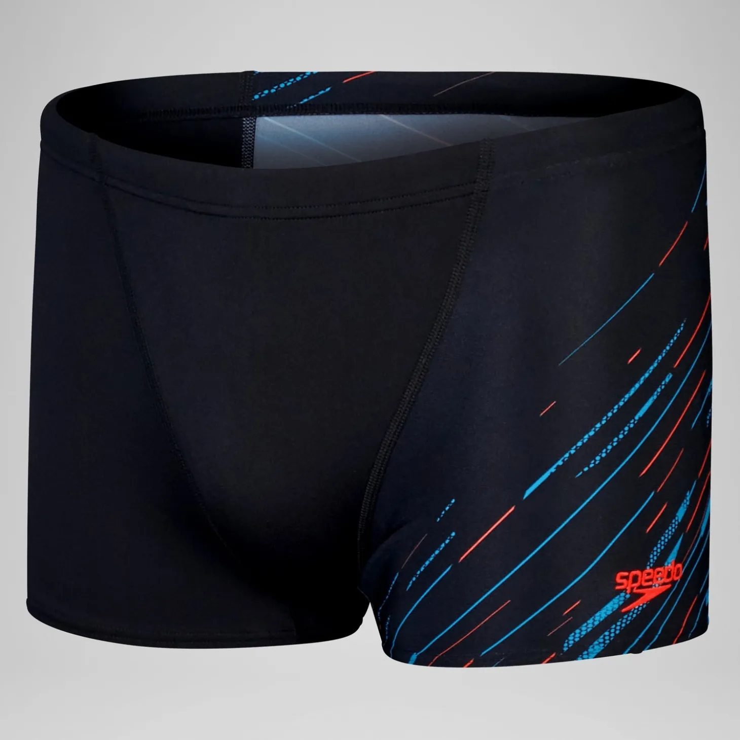 Short de bain Aquashort Hyperboom coupe en V pour Hommes Noir/Bleu picton/Rouge sirène