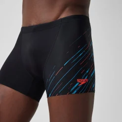 Short de bain Aquashort Hyperboom coupe en V pour Hommes Noir/Bleu picton/Rouge sirène