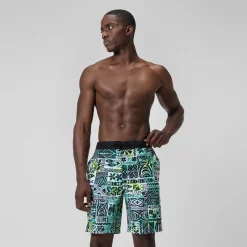 Short de bain Bondi imprimé 50 cm, hommes, noir/blanc