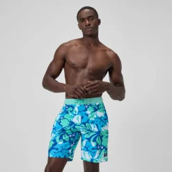 Short de bain Bondi imprimé 50 cm, hommes, turquoise/bleu