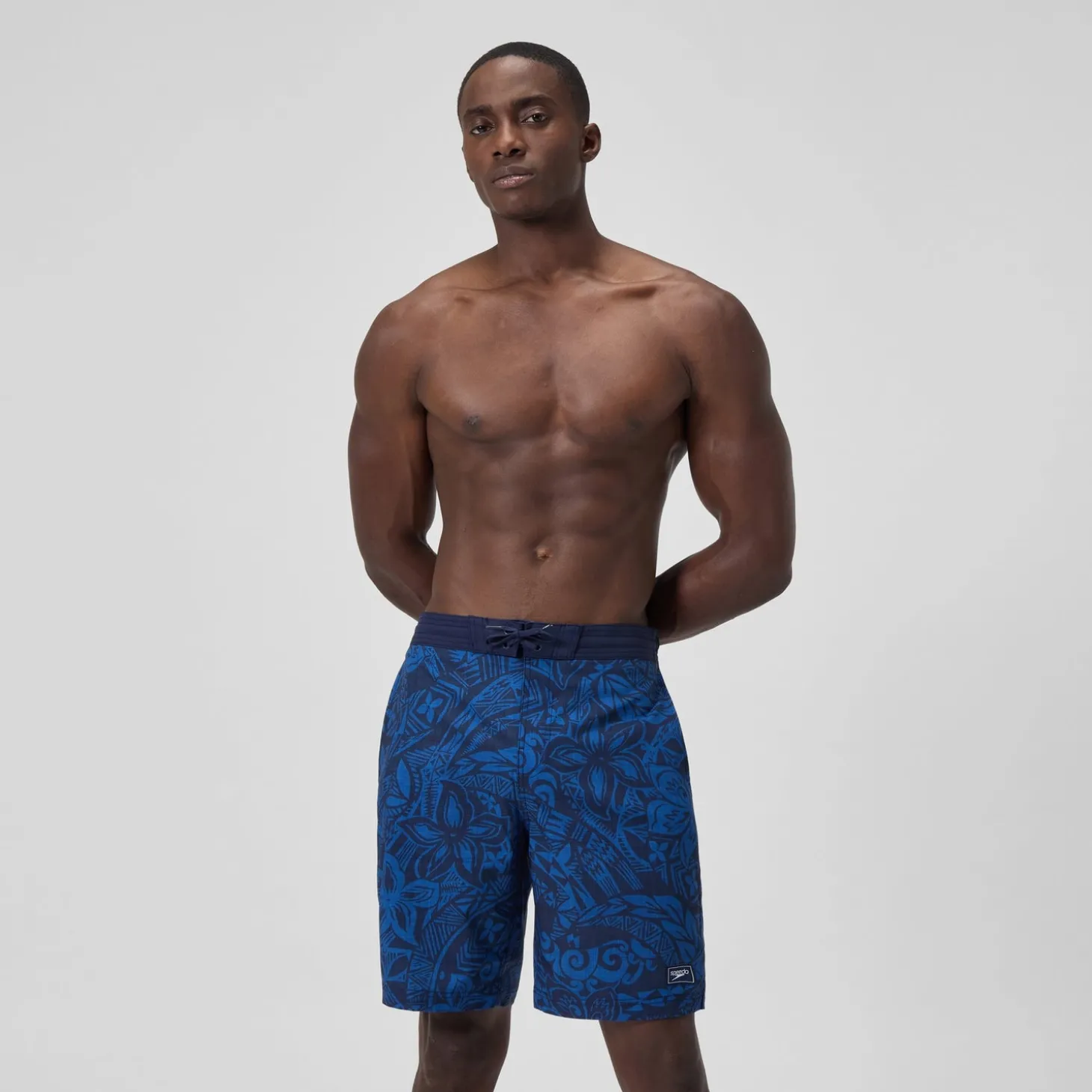 Short de bain Bondi imprimé 50 cm, hommes, bleu marine