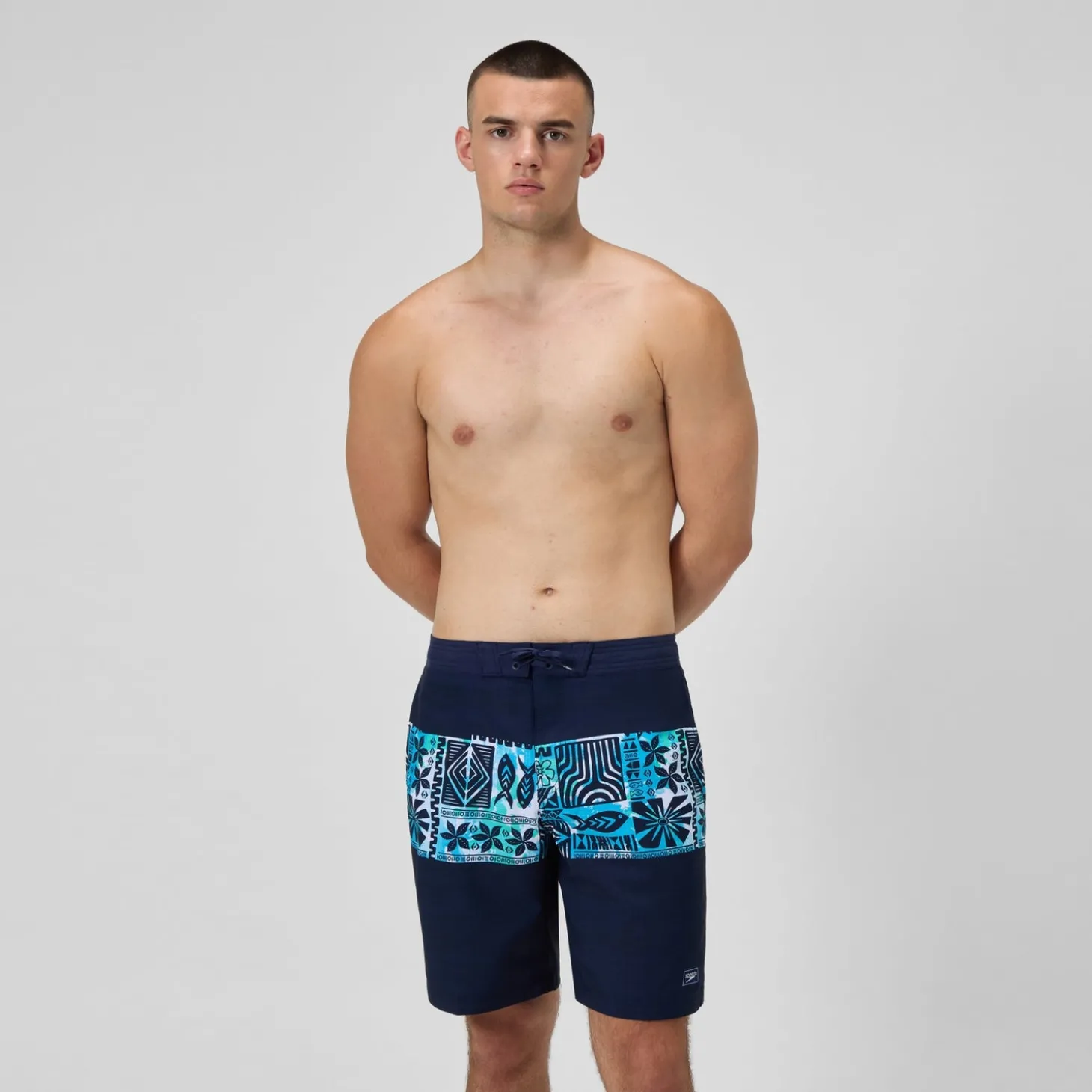 Short de bain Bondi imprimé 50 cm, hommes, bleu marine/bleu