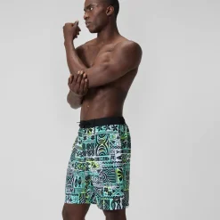 Short de bain Bondi imprimé 50 cm, hommes, noir/blanc