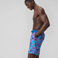 Short de bain Bondi imprimé 50 cm, hommes, bleu/rose