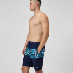 Short de bain Bondi imprimé 50 cm, hommes, bleu marine/bleu