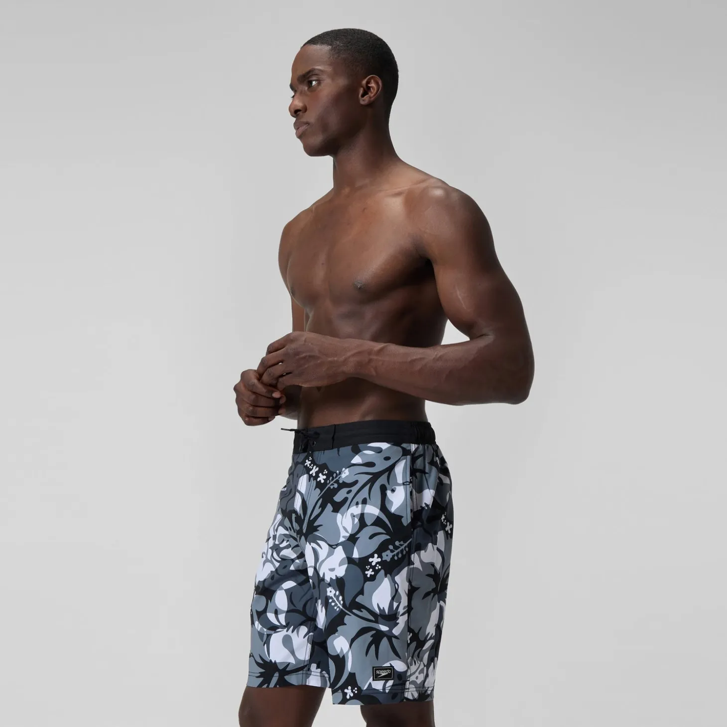 Short de bain Bondi imprimé 50 cm, hommes, gris/blanc