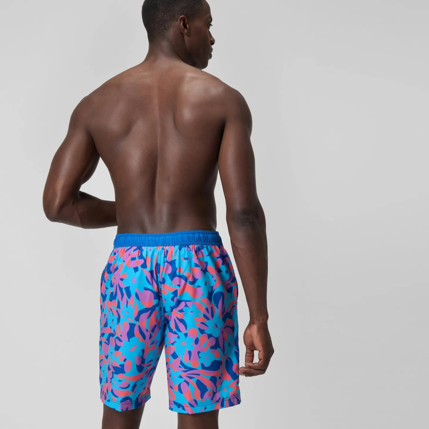 Short de bain Bondi imprimé 50 cm, hommes, bleu/rose