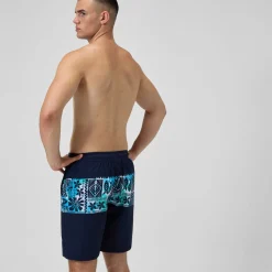 Short de bain Bondi imprimé 50 cm, hommes, bleu marine/bleu
