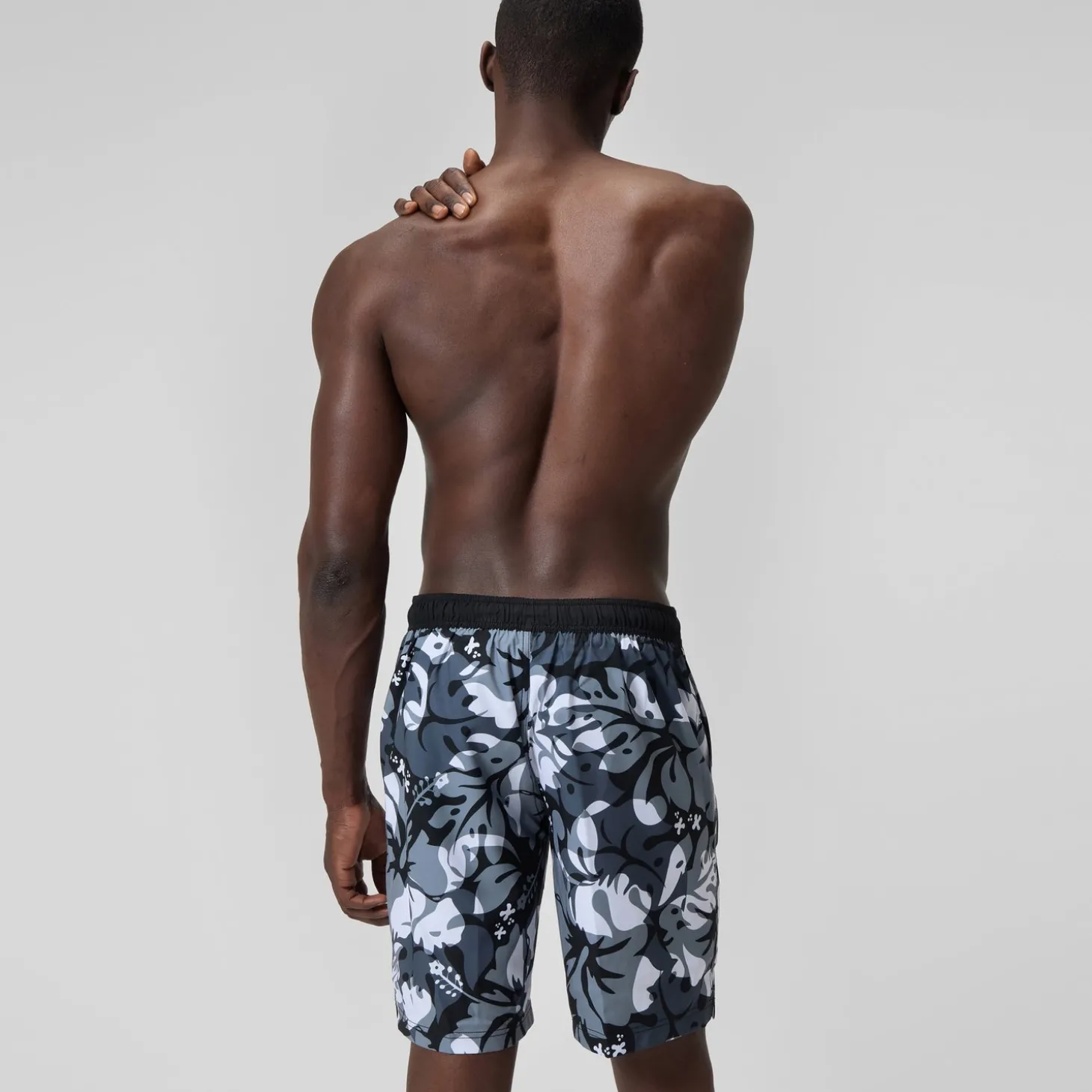 Short de bain Bondi imprimé 50 cm, hommes, gris/blanc