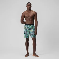 Short de bain Bondi imprimé 50 cm, hommes, noir/blanc