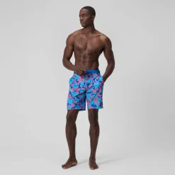 Short de bain Bondi imprimé 50 cm, hommes, bleu/rose