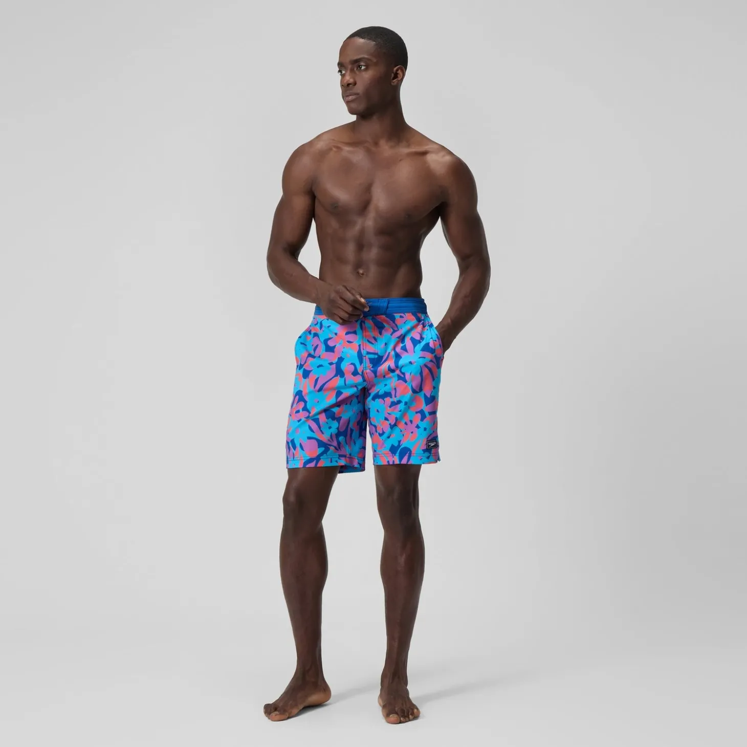 Short de bain Bondi imprimé 50 cm, hommes, bleu/rose
