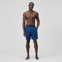 Short de bain Bondi imprimé 50 cm, hommes, bleu marine