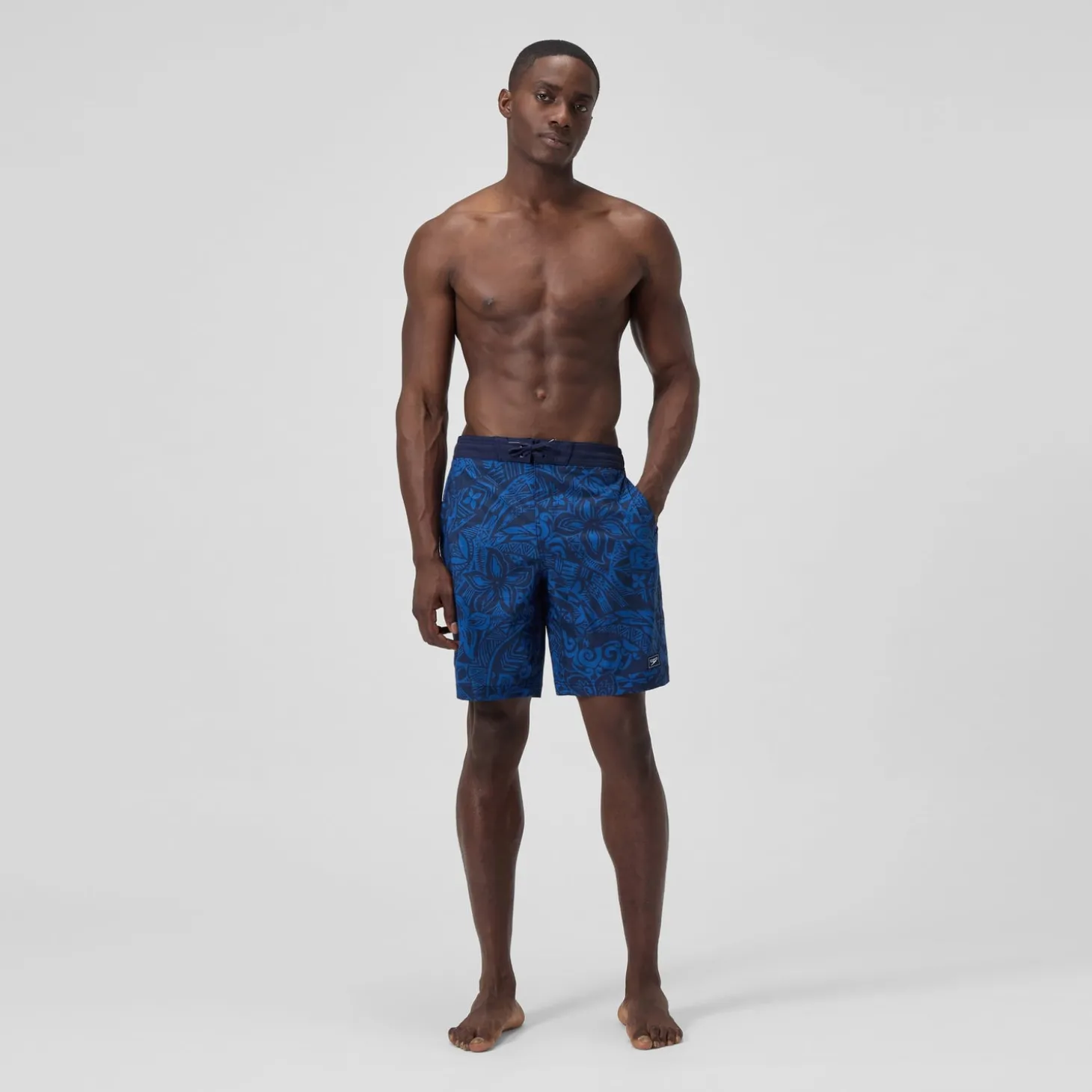 Short de bain Bondi imprimé 50 cm, hommes, bleu marine