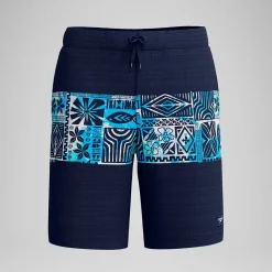 Short de bain Bondi imprimé 50 cm, hommes, bleu marine/bleu