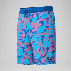 Short de bain Bondi imprimé 50 cm, hommes, bleu/rose