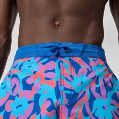 Short de bain Bondi imprimé 50 cm, hommes, bleu/rose