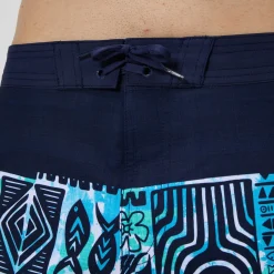Short de bain Bondi imprimé 50 cm, hommes, bleu marine/bleu