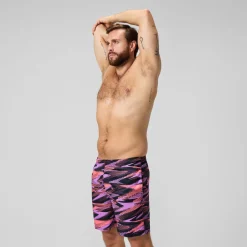 Short de bain homme à empiècement XPRESS LITE 16 pouces noir/rose