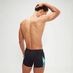 Short de bain homme coupe en V Allover Digital Noir/bleu