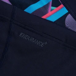 Short de bain Hommes coupe en V Allover Digital pour Hommes Bleu marine profond/Rouge sirène