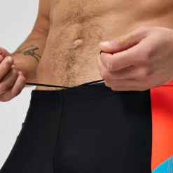 Short de bain Hommes Dive pour Hommes Noir/Rouge sirène/Bleu picton
