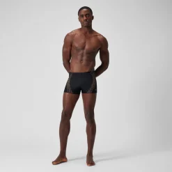 short de bain Hommes imprimé Duo Logo pour Hommes Noir/Vert campagne/Nectarine