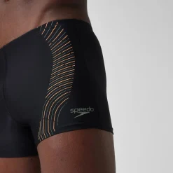 short de bain Hommes imprimé Duo Logo pour Hommes Noir/Vert campagne/Nectarine