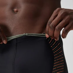 short de bain Hommes imprimé Duo Logo pour Hommes Noir/Vert campagne/Nectarine