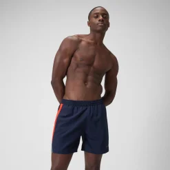 Short de bain Hyperboom Splice 16" pour Hommes Bleu Marine/Rouge
