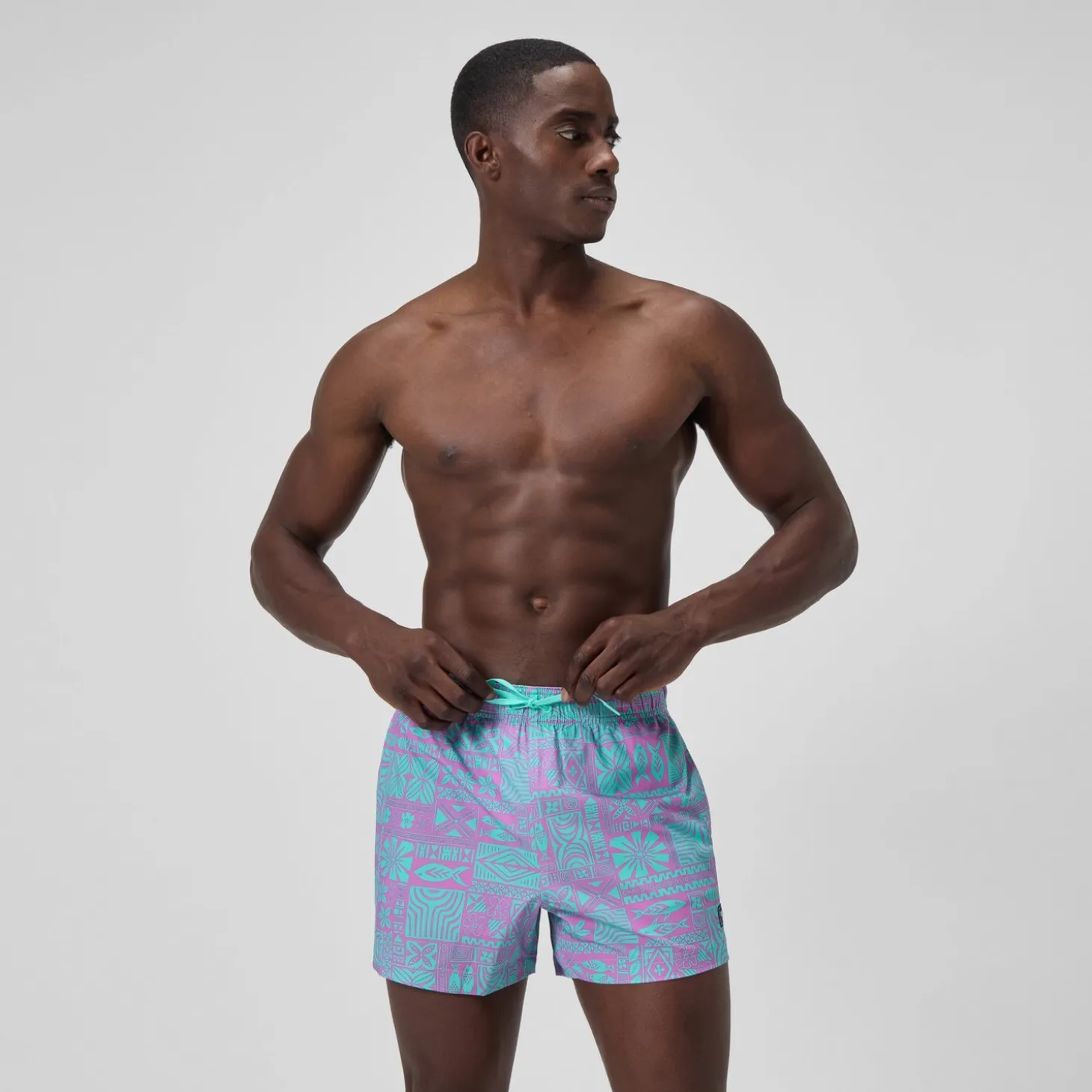 Short de bain Redondo Edge imprimé 35 cm, hommes, rose/bleu