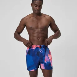 Short de bain Redondo Edge imprimé 40 cm, hommes, bleu/rose