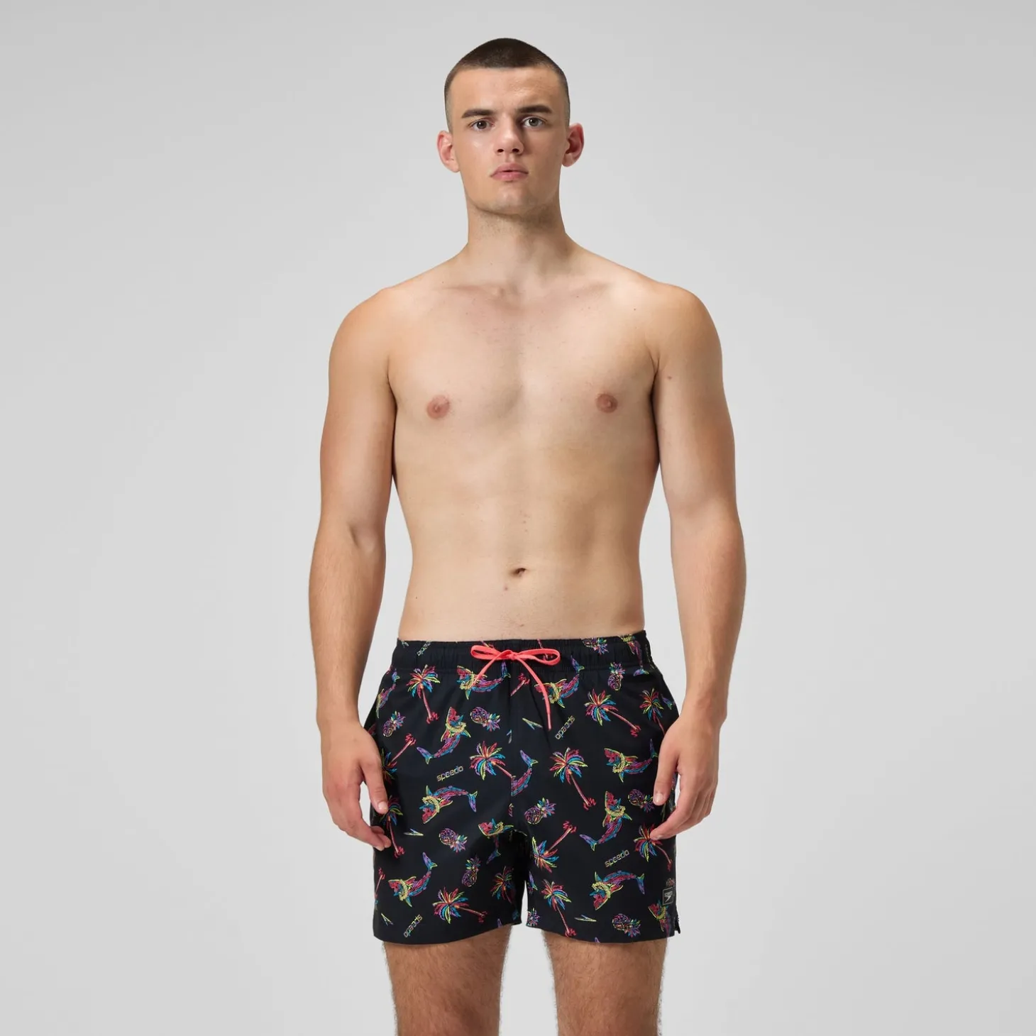 Short de bain Redondo Edge imprimé 40 cm, hommes, noir/orange